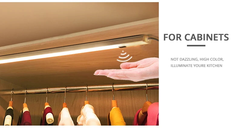 30/40/50cm Aluminium Profile USB LED Bar Light Strip 5V Hand Scan Motion Sensor Kitchen Lamp Bathroom Bedroom Cabinet Lighting