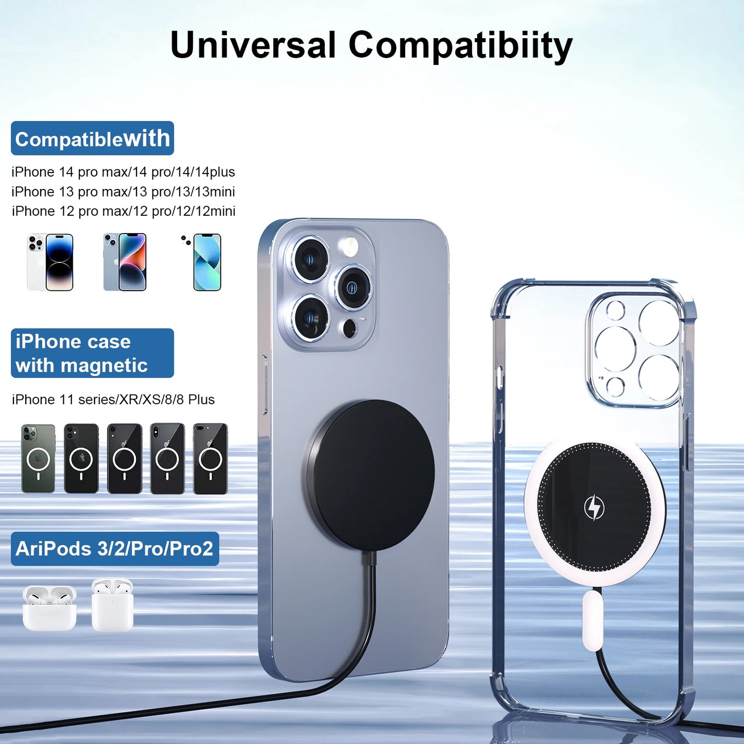 15W Magnetic Wireless Chargers Fast Charging for iPhone 14 13 12 Pro Max PD Fast Charging For Xiaomi Pad Adapter