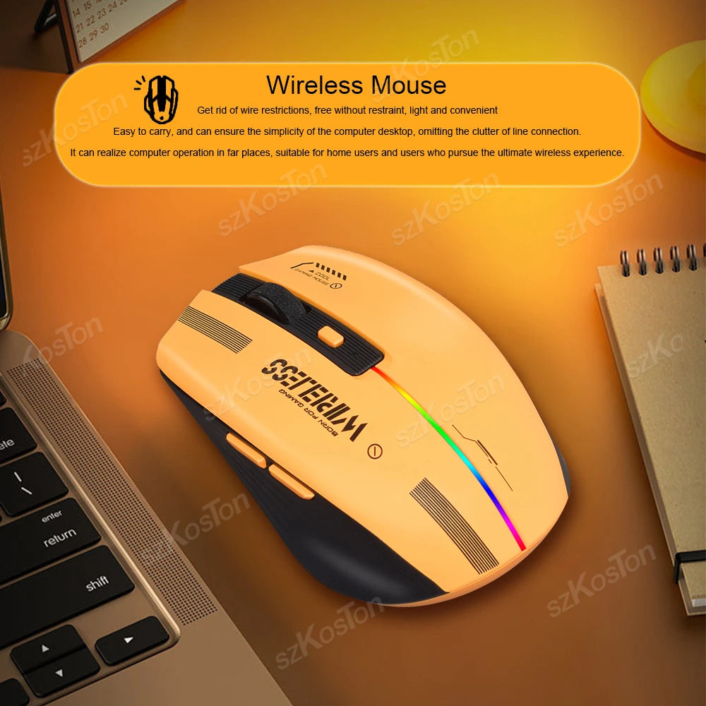 2.4G Wireless Mouse Rechargeable PC Gaming Mouse Programmable Computer Mice for Laptop Windows PC Mac