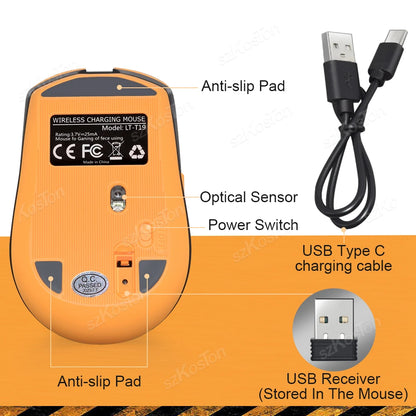 2.4G Wireless Mouse Rechargeable PC Gaming Mouse Programmable Computer Mice for Laptop Windows PC Mac
